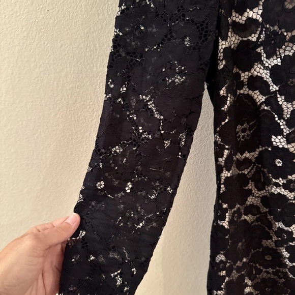 Ted Baker Women Black Ameera Scallop Hem Lace Dress Peter Pan Collar US Size 10 - Picture 8 of 10